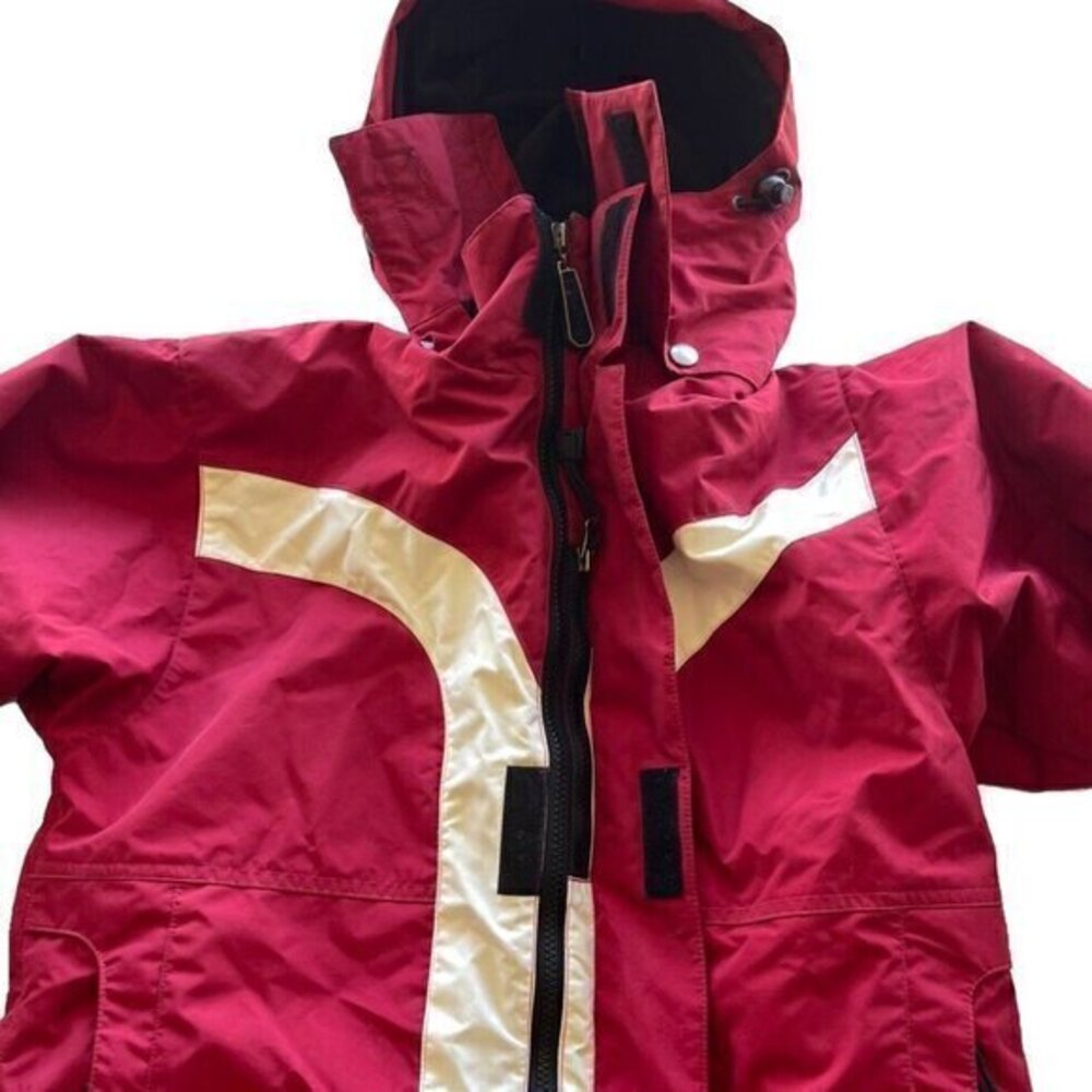 Vintage Burton BackHill Core Red/Cream Zip Up Hooded Jacket Kids Size Boys Sz L